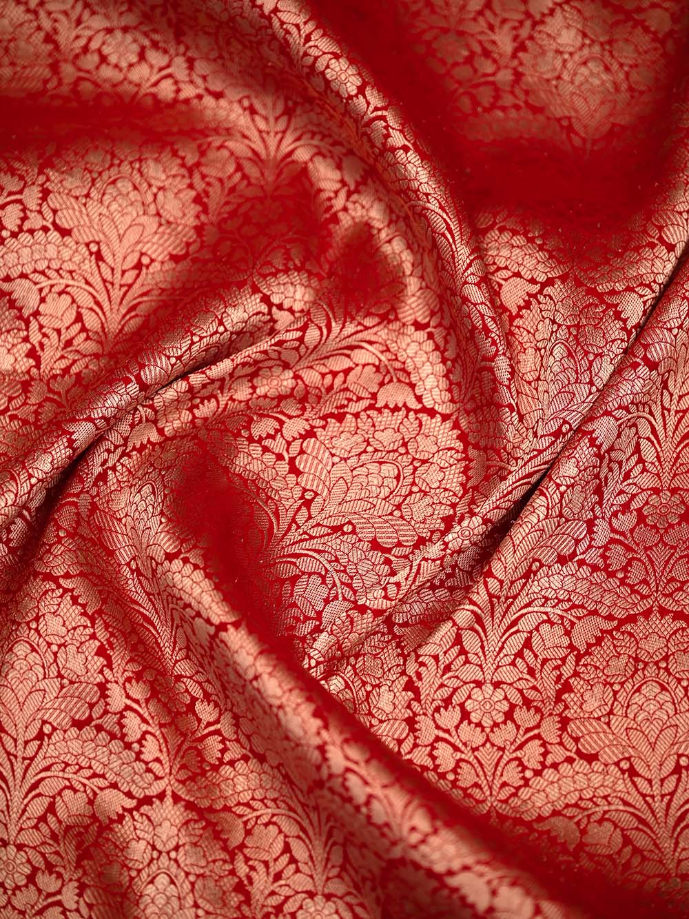 Red Silk Brocade Handloom Banarasi Saree - Sacred Weaves