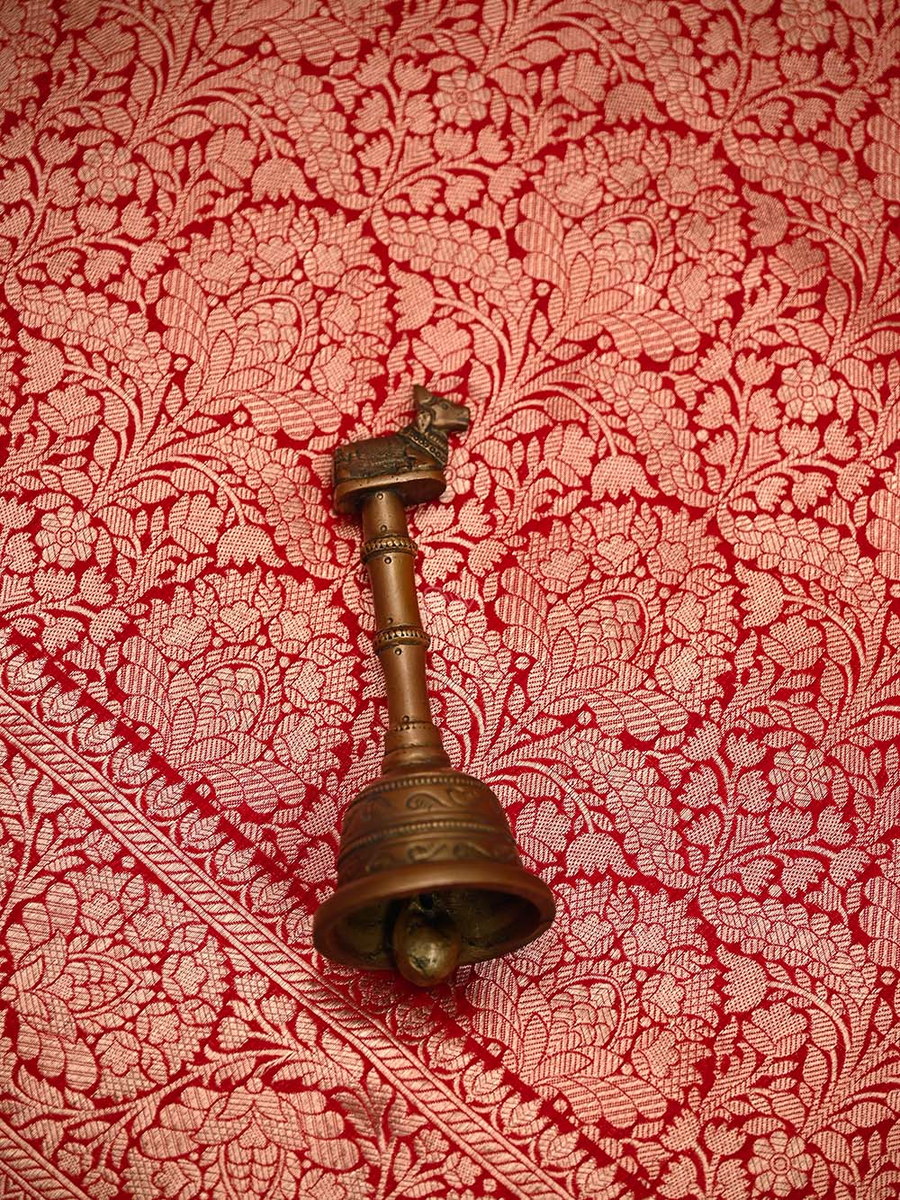 Red Silk Brocade Handloom Banarasi Saree - Sacred Weaves