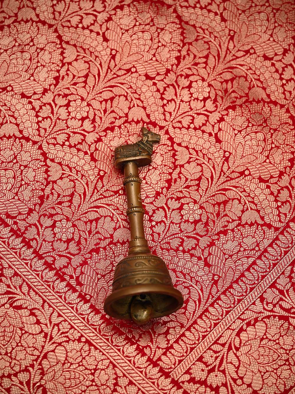 Red Silk Brocade Handloom Banarasi Saree - Sacred Weaves