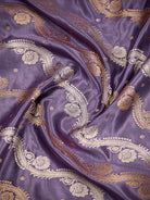 Pastel Purple Satin Sona Roopa Jaal Handloom Banarasi Saree - Sacred Weaves
