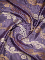 Pastel Purple Satin Sona Roopa Jaal Handloom Banarasi Saree - Sacred Weaves
