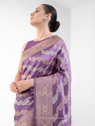 Pastel Purple Satin Sona Roopa Jaal Handloom Banarasi Saree - Sacred Weaves