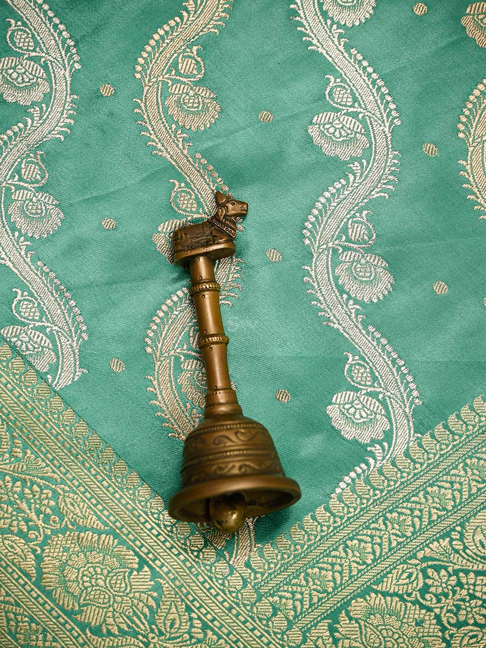 Mint Green Satin Sona Roopa Jaal Handloom Banarasi Saree - Sacred Weaves