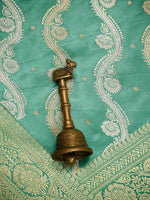 Mint Green Satin Sona Roopa Jaal Handloom Banarasi Saree - Sacred Weaves