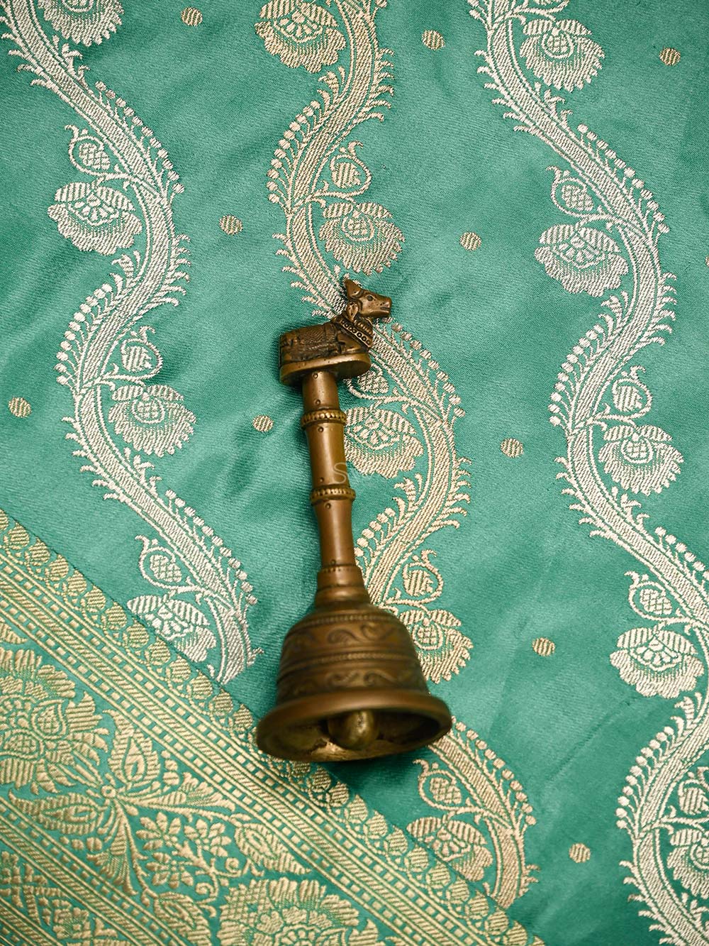 Mint Green Satin Sona Roopa Jaal Handloom Banarasi Saree - Sacred Weaves