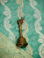 Mint Green Satin Sona Roopa Jaal Handloom Banarasi Saree - Sacred Weaves