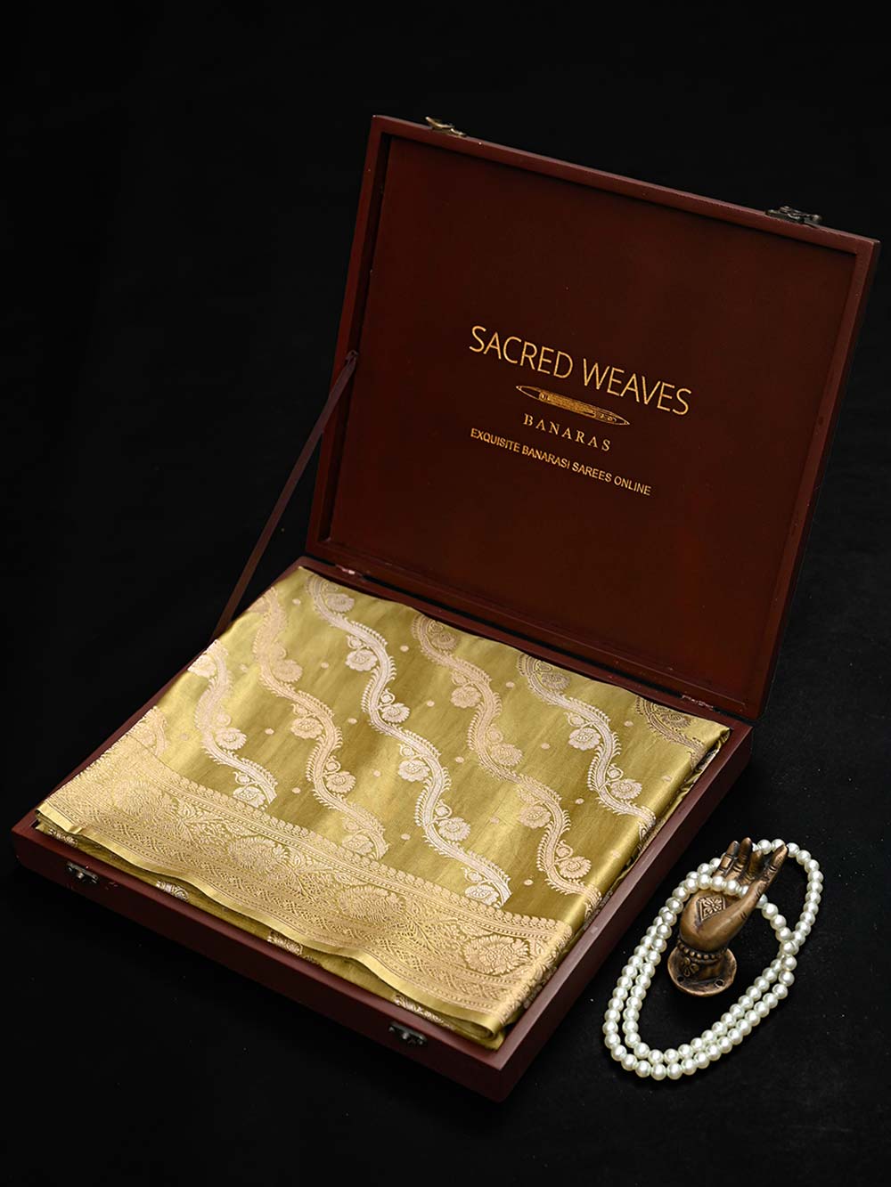 Moss Green Satin Sona Roopa Jaal Handloom Banarasi Saree - Sacred Weaves