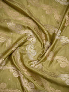 Moss Green Satin Sona Roopa Jaal Handloom Banarasi Saree - Sacred Weaves