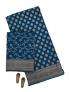 Midnight Blue Booti Crepe Silk Handloom Banarasi Suit - Sacred Weaves