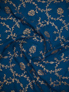 Midnight Blue Booti Crepe Silk Handloom Banarasi Suit - Sacred Weaves