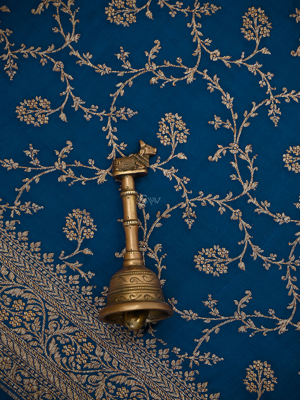 Midnight Blue Booti Crepe Silk Handloom Banarasi Suit - Sacred Weaves