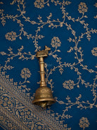 Midnight Blue Booti Crepe Silk Handloom Banarasi Suit - Sacred Weaves