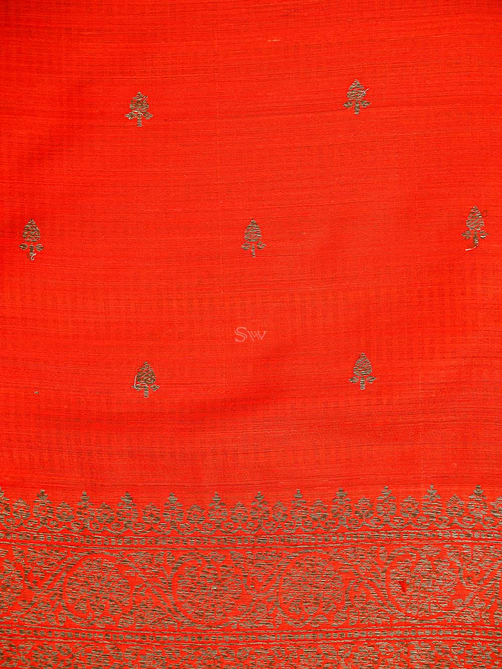 Red Booti Dupion Silk Handloom Banarasi Suit - Sacred Weaves