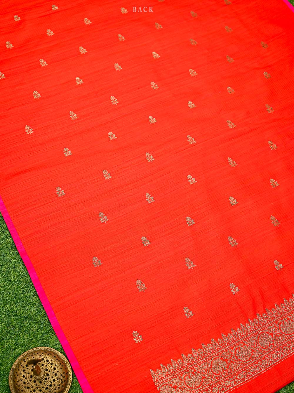 Red Booti Dupion Silk Handloom Banarasi Suit - Sacred Weaves
