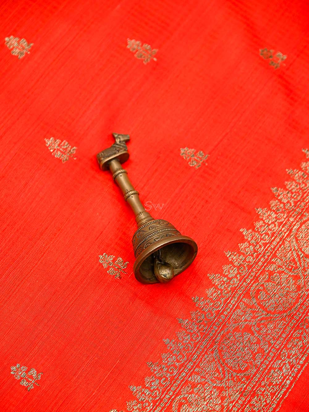 Red Booti Dupion Silk Handloom Banarasi Suit - Sacred Weaves