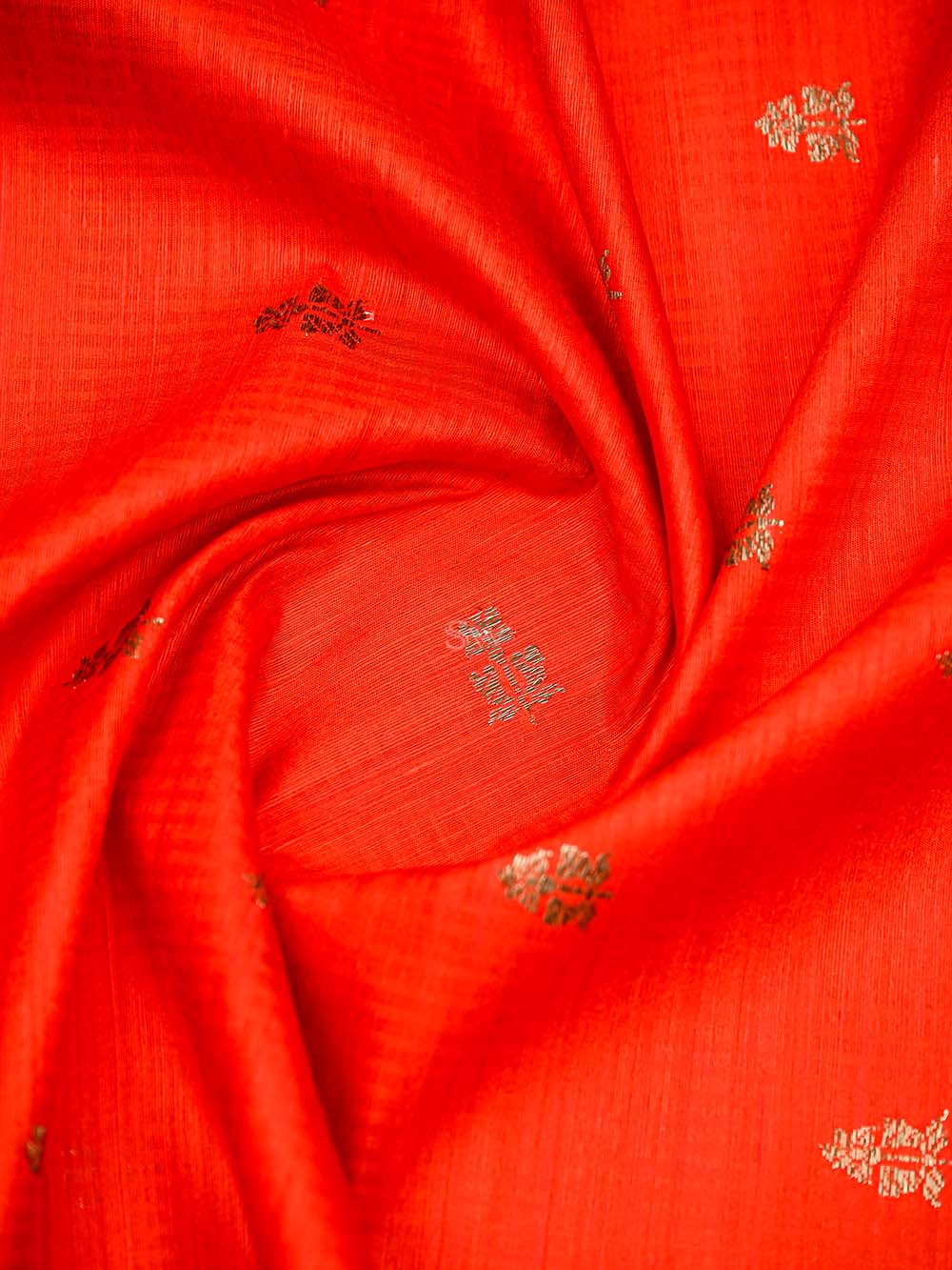 Red Booti Dupion Silk Handloom Banarasi Suit - Sacred Weaves