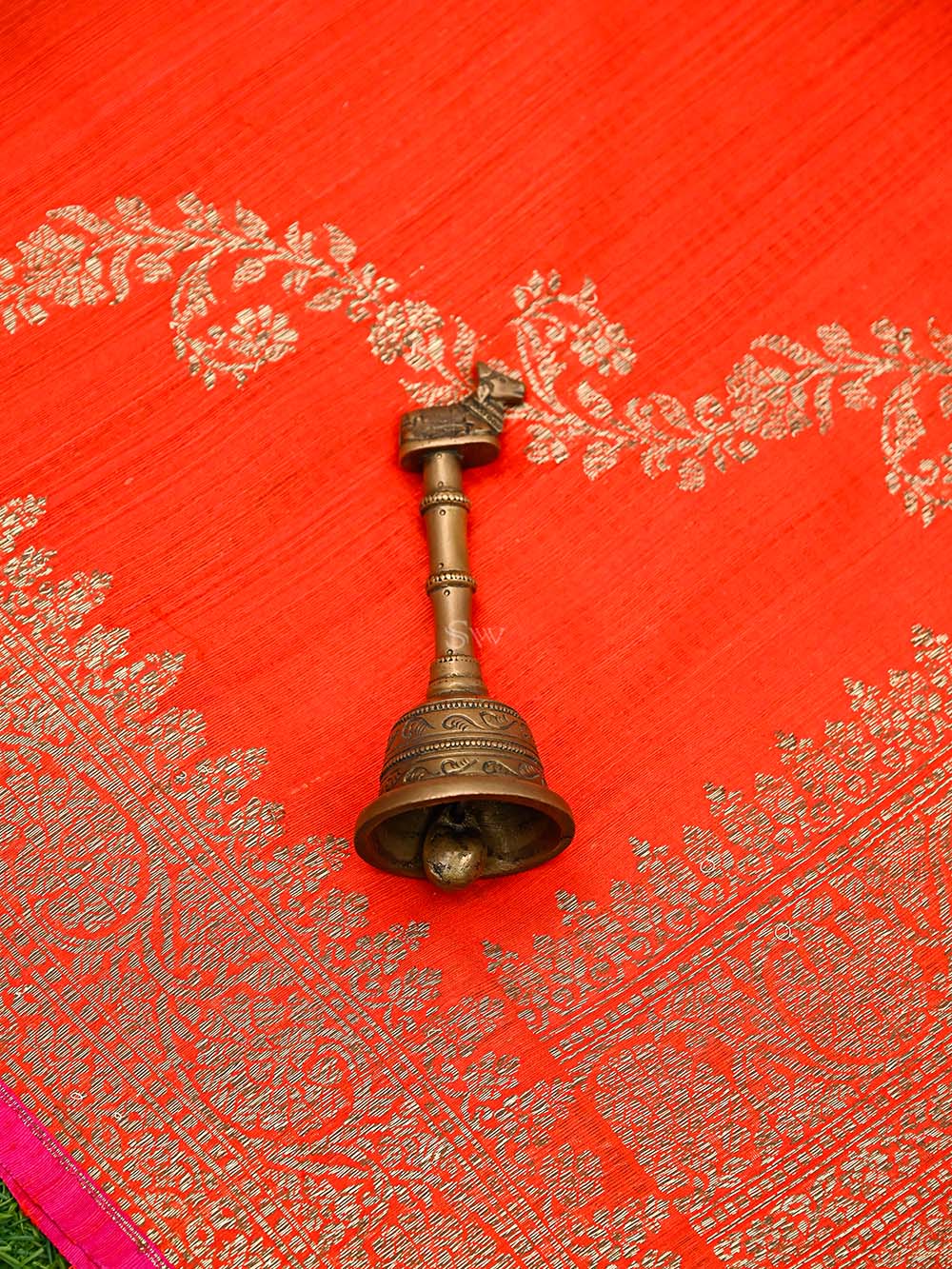 Red Booti Dupion Silk Handloom Banarasi Suit - Sacred Weaves