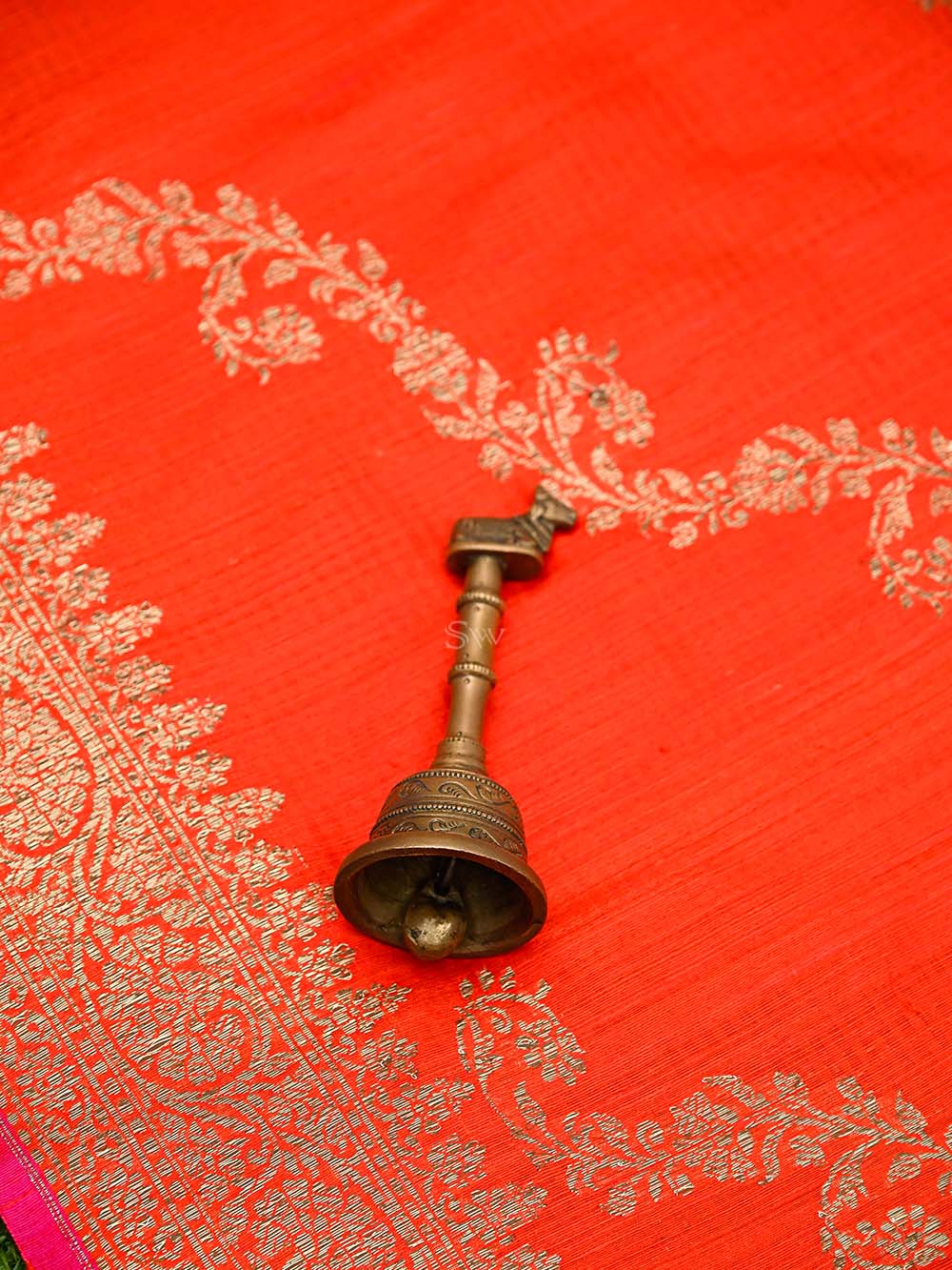 Red Booti Dupion Silk Handloom Banarasi Suit - Sacred Weaves