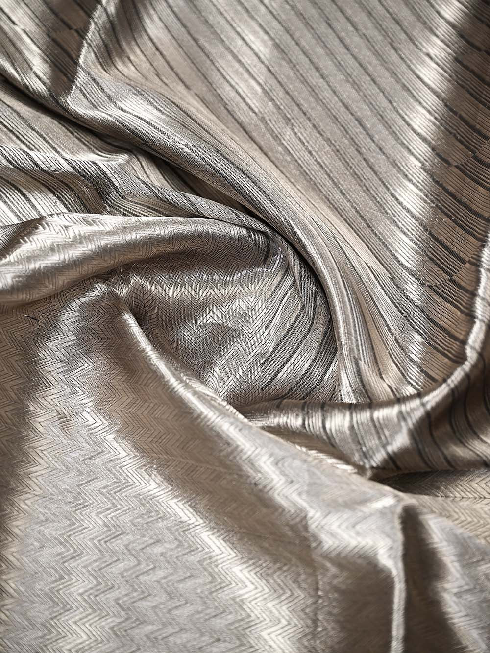 Grey Tissue Brocade Handloom Banarasi Saree - Sacred Weaves