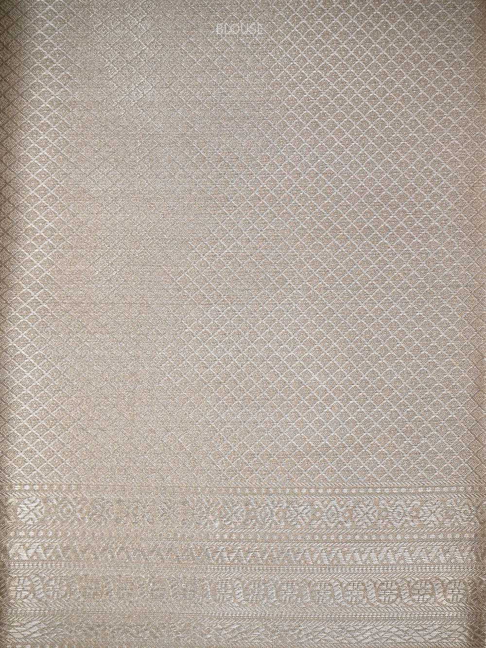 Dark Beige Tissue Brocade Handloom Banarasi Saree - Sacred Weaves