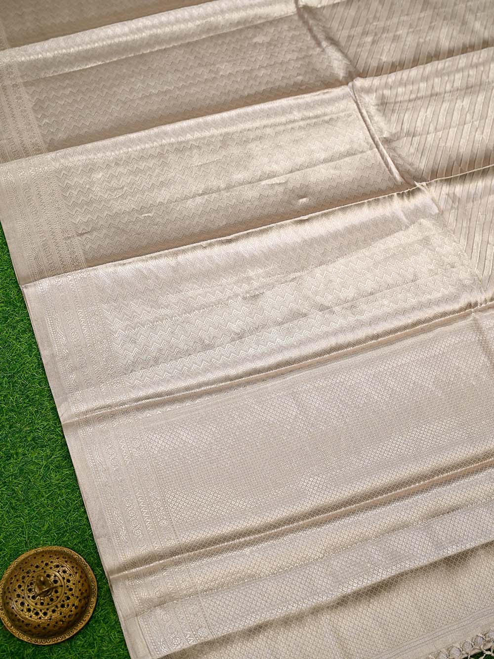 Dark Beige Tissue Brocade Handloom Banarasi Saree - Sacred Weaves