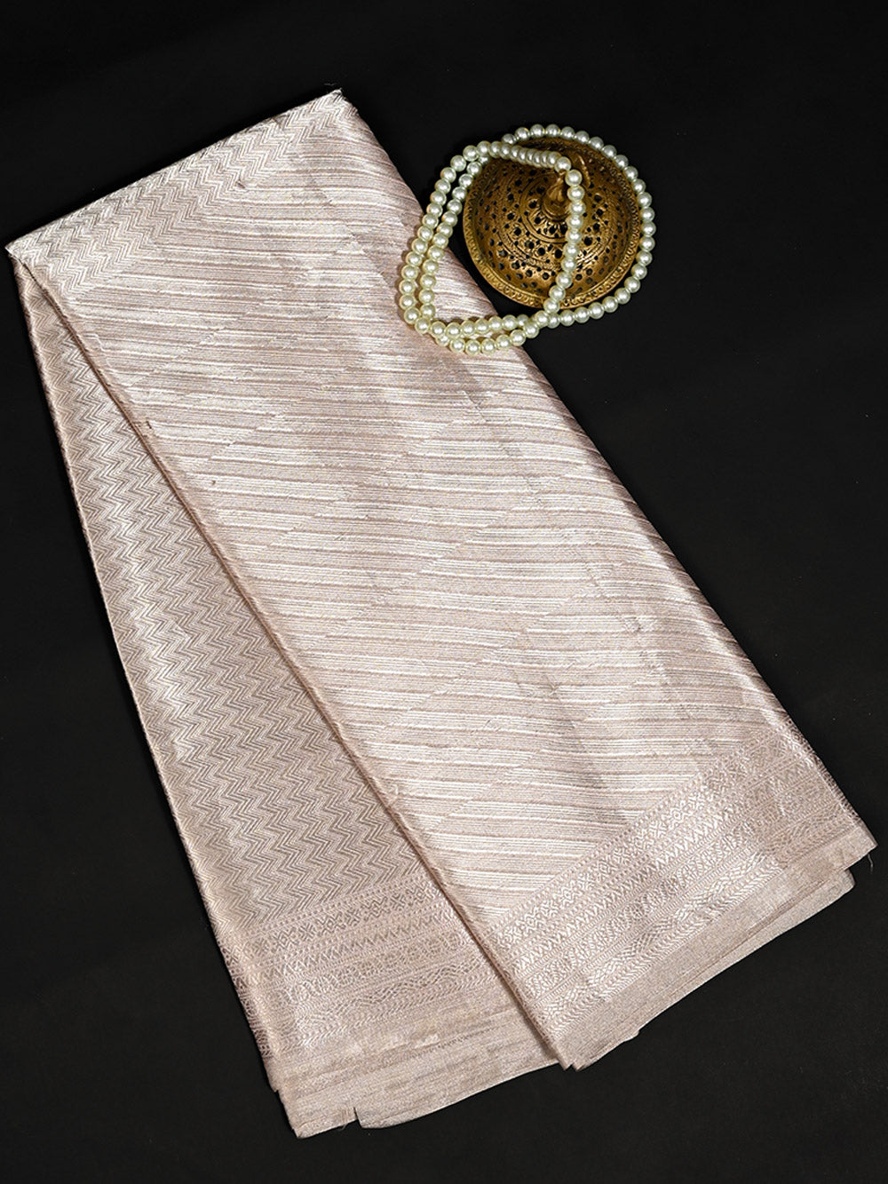 Pastel Pink Tissue Brocade Handloom Banarasi Saree - Sacred Weaves