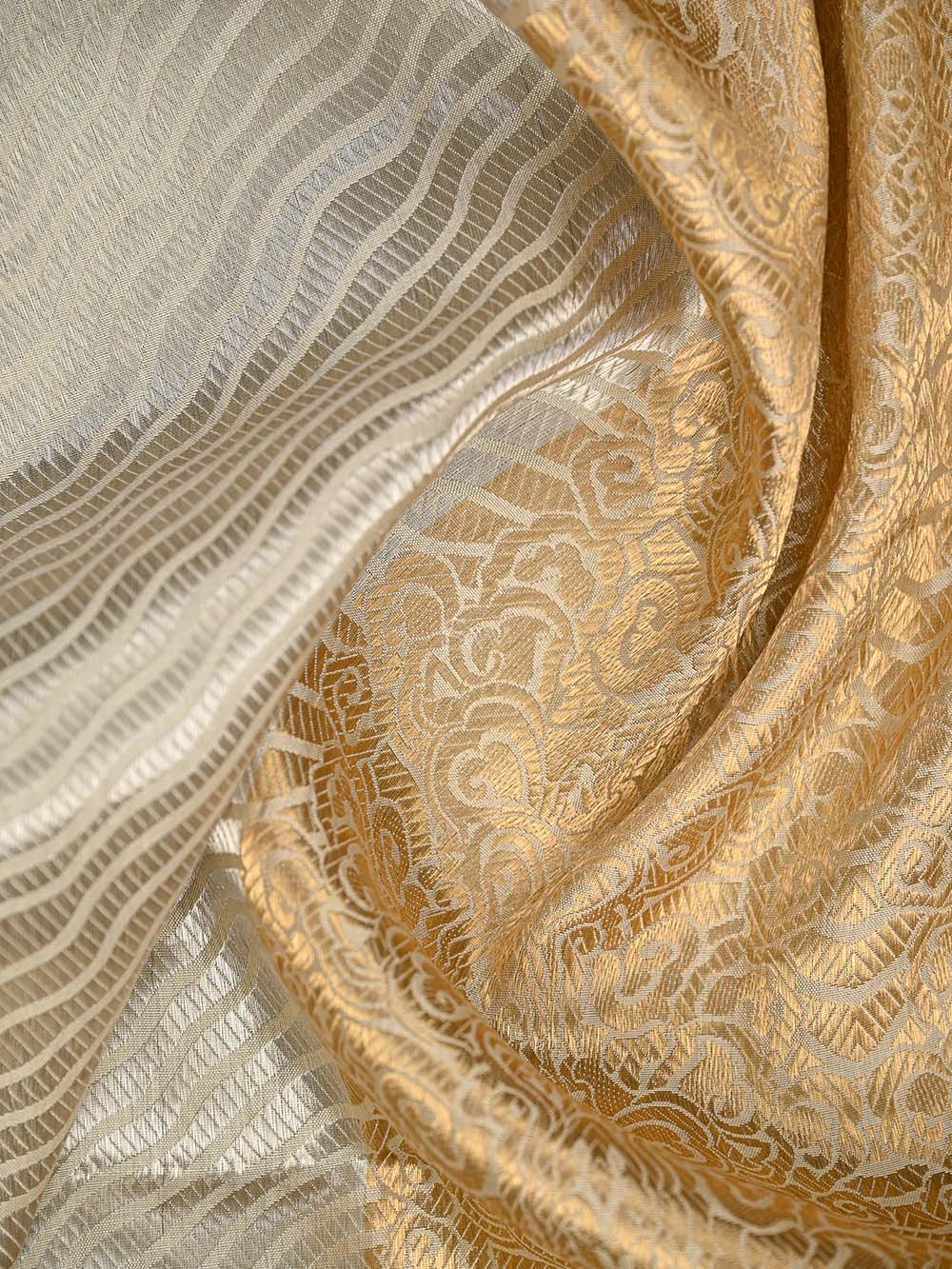 Beige Gold Tissue Brocade Handloom Banarasi Saree