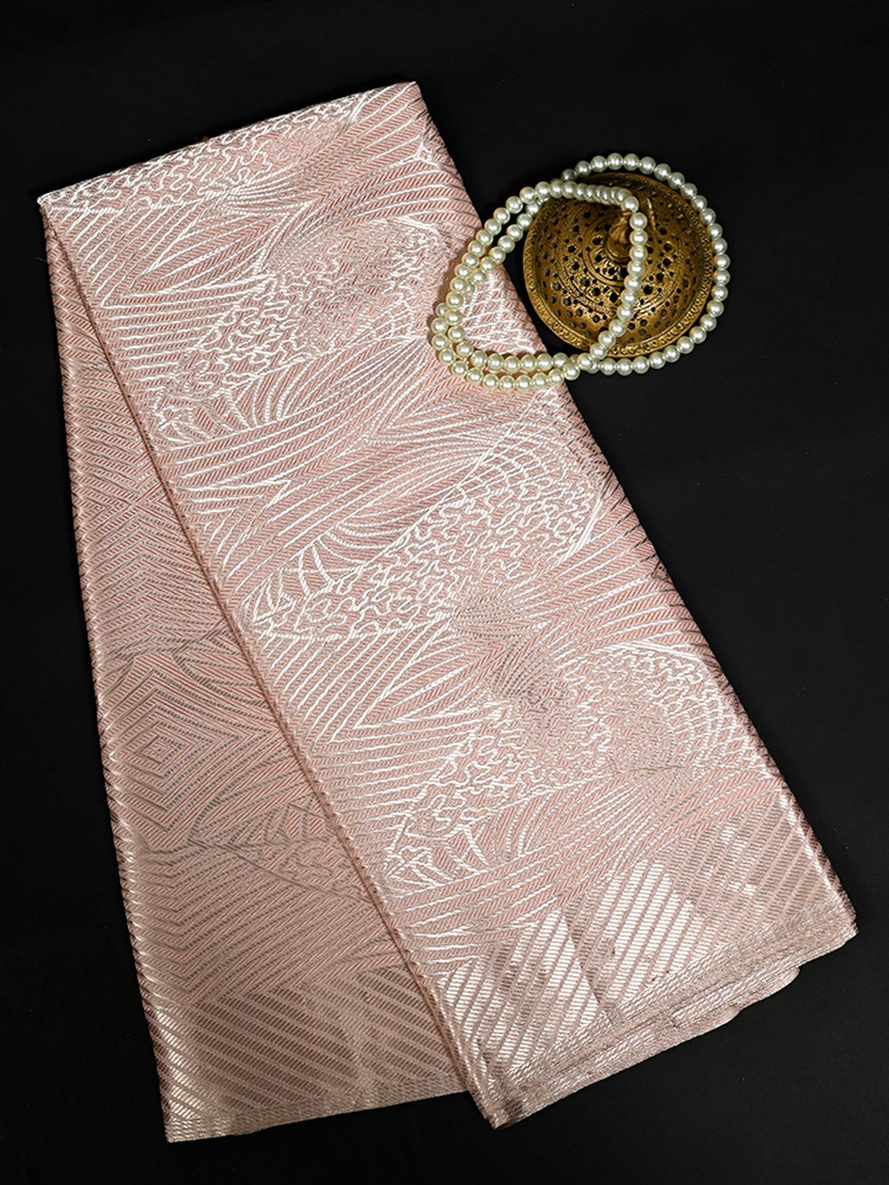 Pastel Pink Silk Tissue Brocade Handloom Banarasi Saree - Sacred Weaves