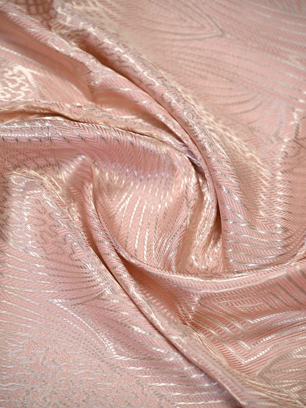 Pastel Pink Silk Tissue Brocade Handloom Banarasi Saree - Sacred Weaves