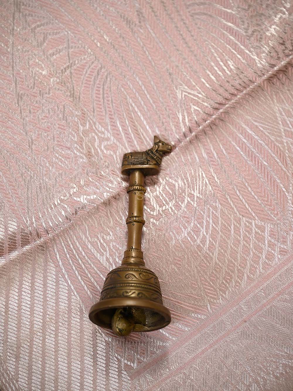 Pastel Pink Silk Tissue Brocade Handloom Banarasi Saree - Sacred Weaves