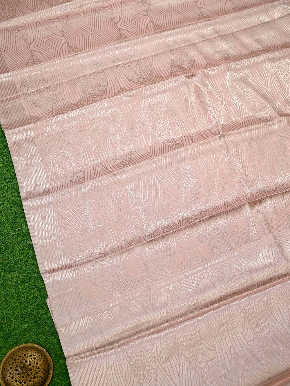 Pastel Pink Silk Tissue Brocade Handloom Banarasi Saree - Sacred Weaves