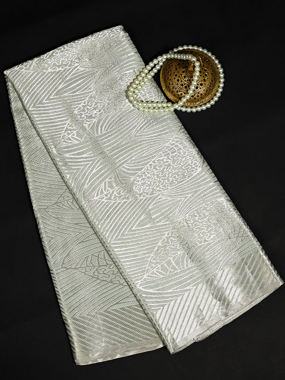 Sea Green Silk Tissue Brocade Handloom Banarasi Saree - Sacred Weaves