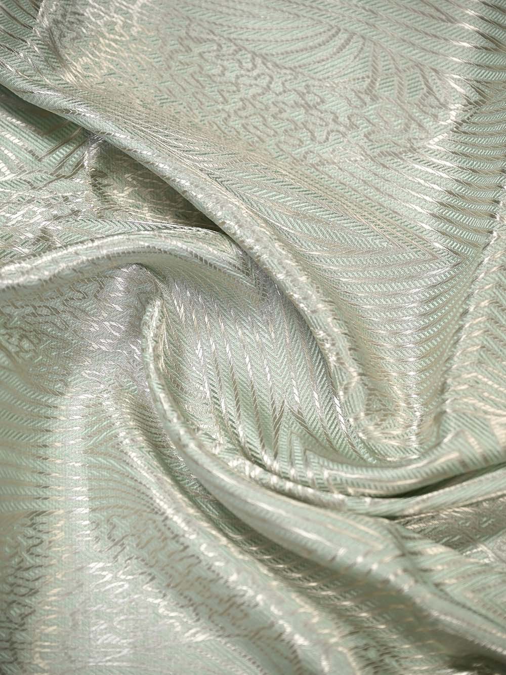 Sea Green Silk Tissue Brocade Handloom Banarasi Saree - Sacred Weaves