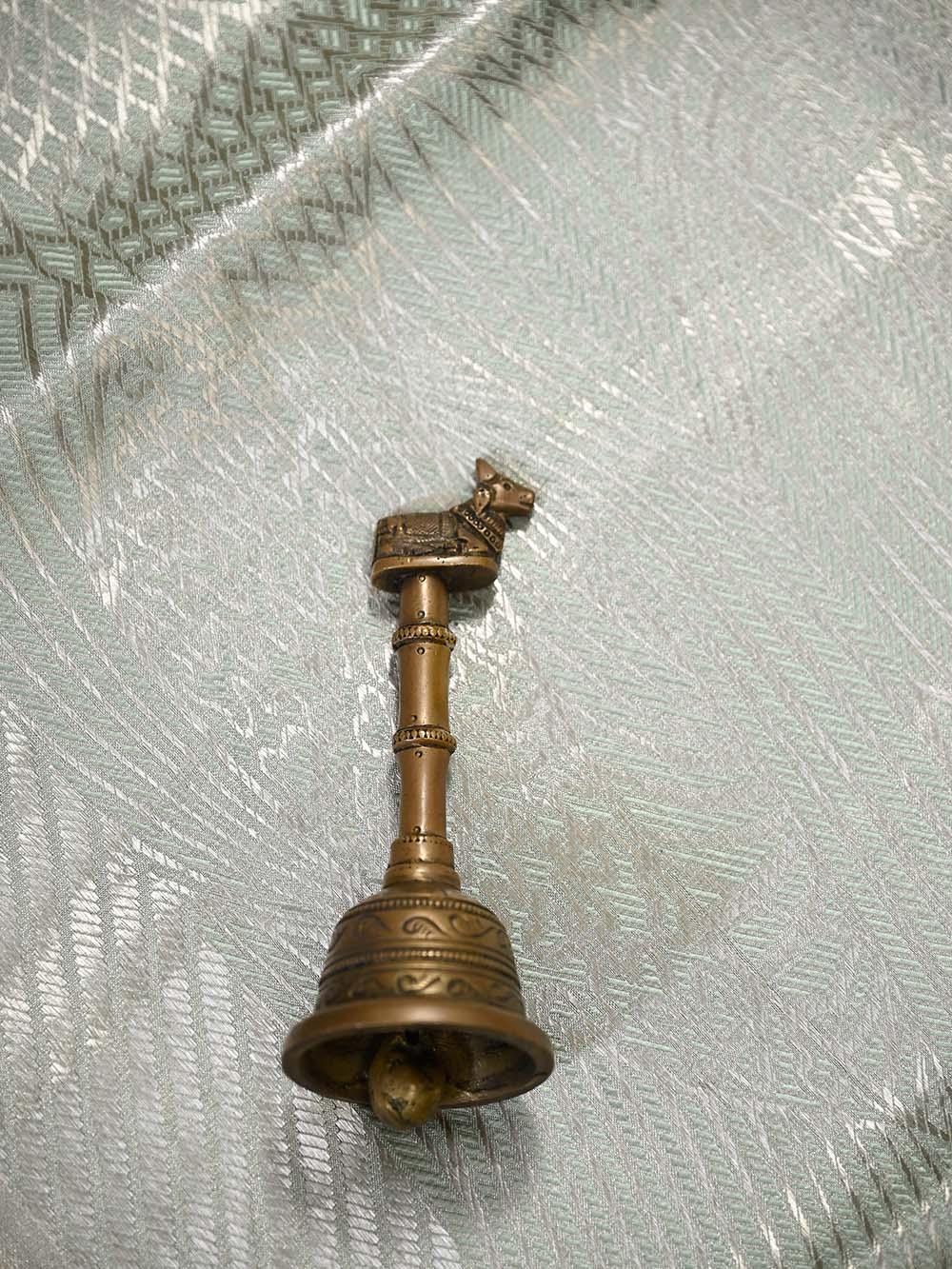 Sea Green Silk Tissue Brocade Handloom Banarasi Saree - Sacred Weaves