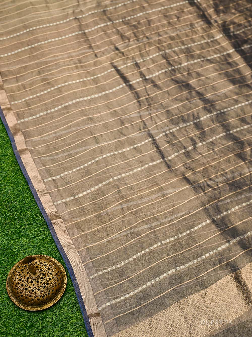 Blue Booti Katan Silk Handloom Banarasi Suit