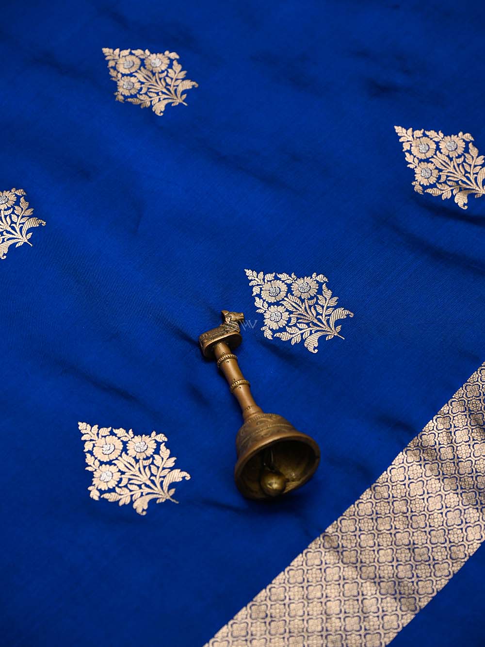 Blue Booti Katan Silk Handloom Banarasi Suit