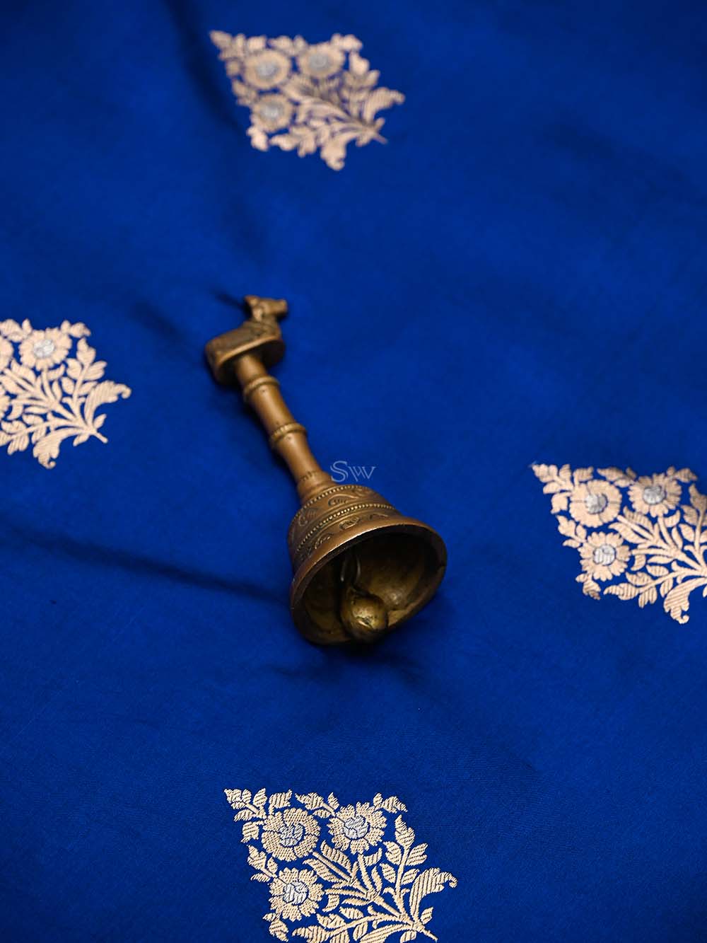 Blue Booti Katan Silk Handloom Banarasi Suit