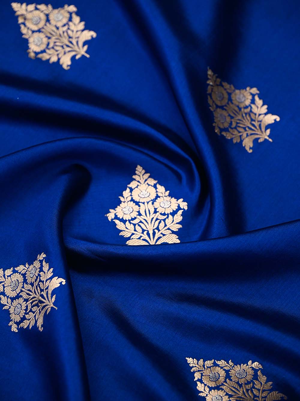 Blue Booti Katan Silk Handloom Banarasi Suit