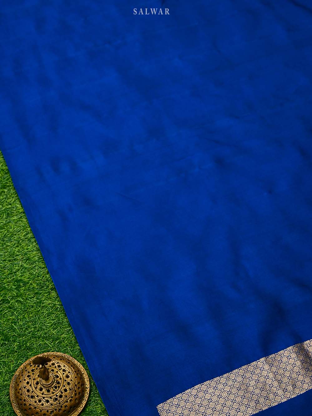 Blue Booti Katan Silk Handloom Banarasi Suit