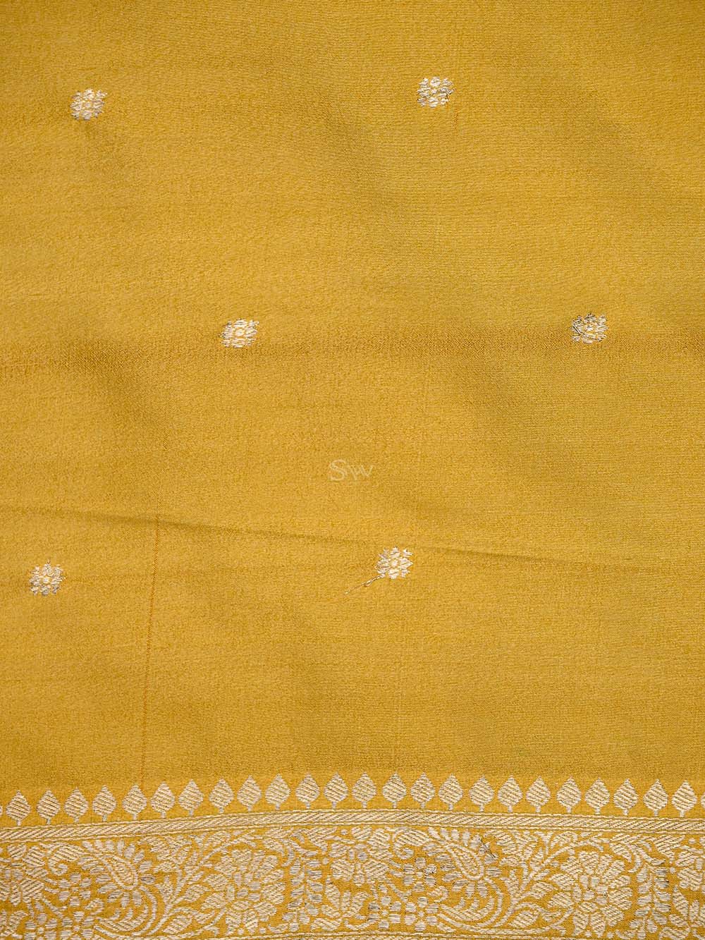 Yellow Booti Silk Handloom Banarasi Suit - Sacred Weaves