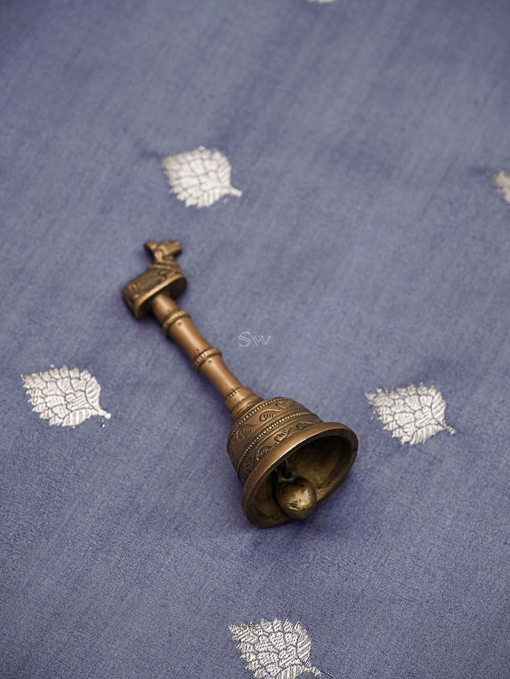 Midnight Blue Booti Moonga Tussar Silk Handloom Banarasi Suit - Sacred Weaves