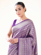 Purple Silk Brocade Handloom Banarasi Saree - Sacred Weaves