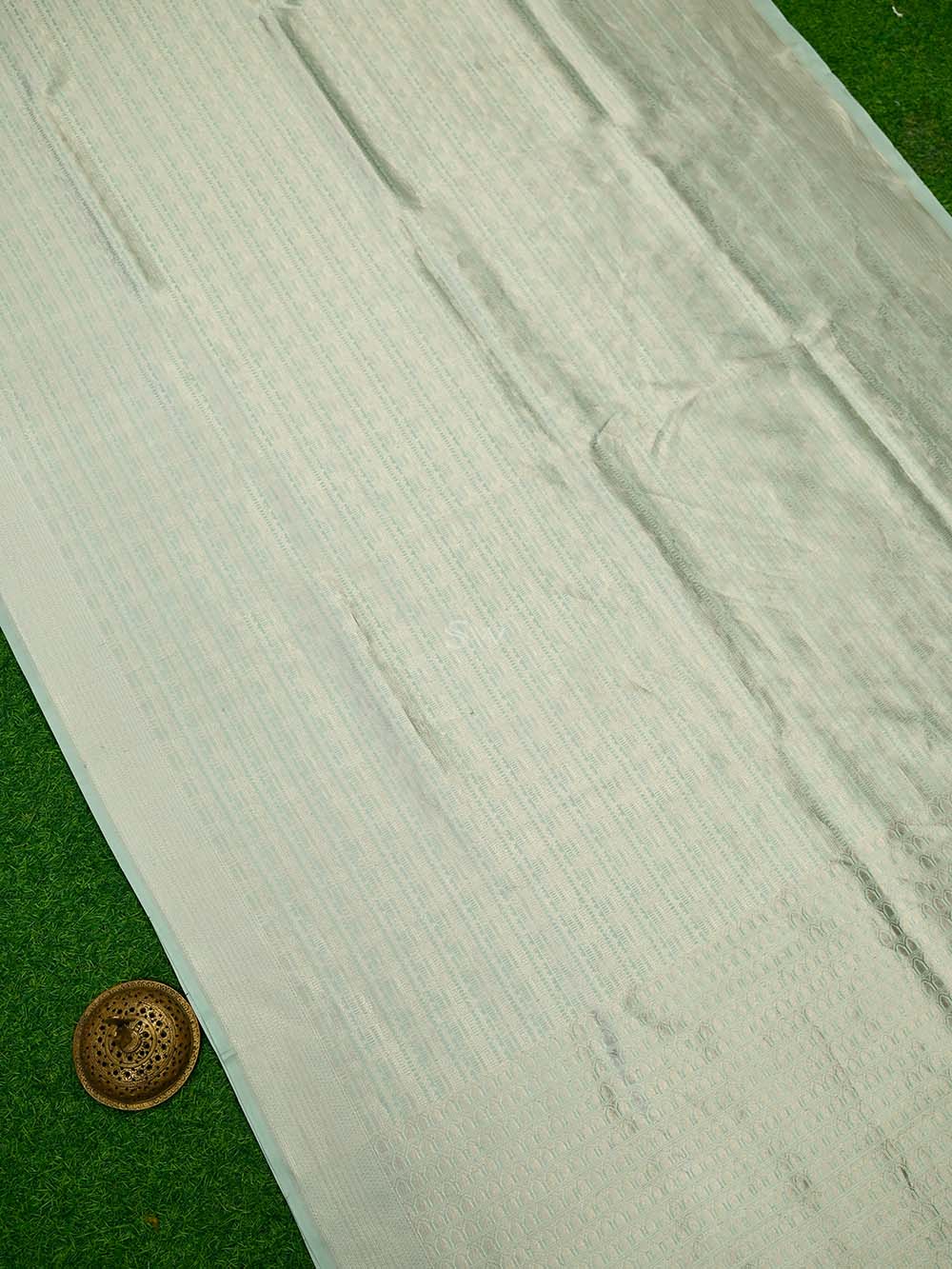 Sea Green Silk Brocade Handloom Banarasi Saree - Sacred Weaves