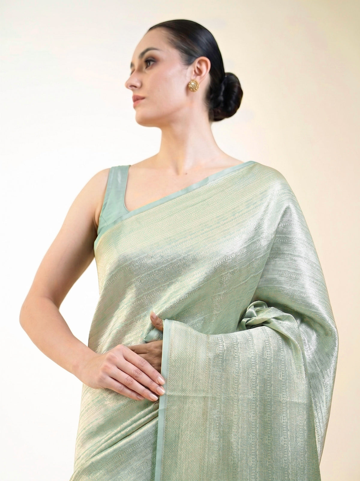 Sea Green Silk Brocade Handloom Banarasi Saree - Sacred Weaves