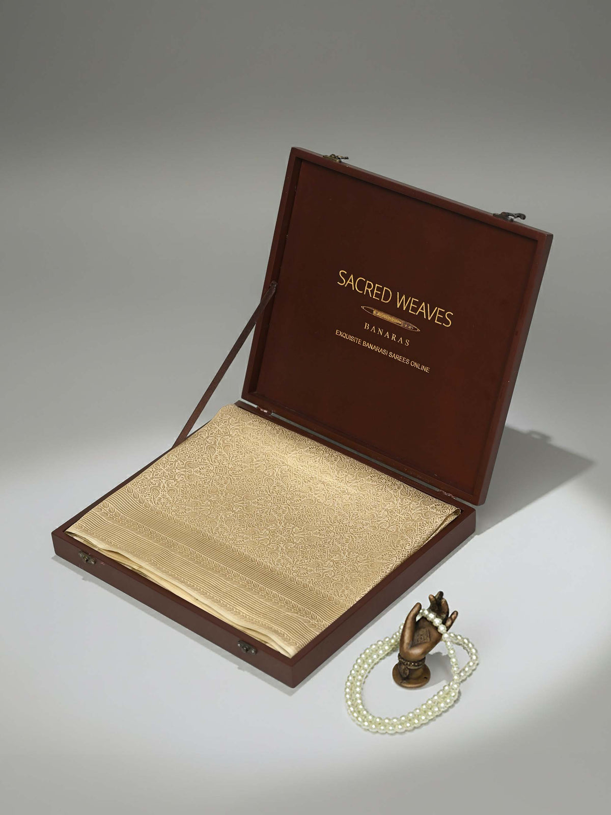 Beige Silk Shikargah Brocade Handloom Banarasi Saree