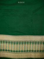 Bottle Green Silk Brocade Handloom Banarasi Saree - Sacred Weaves