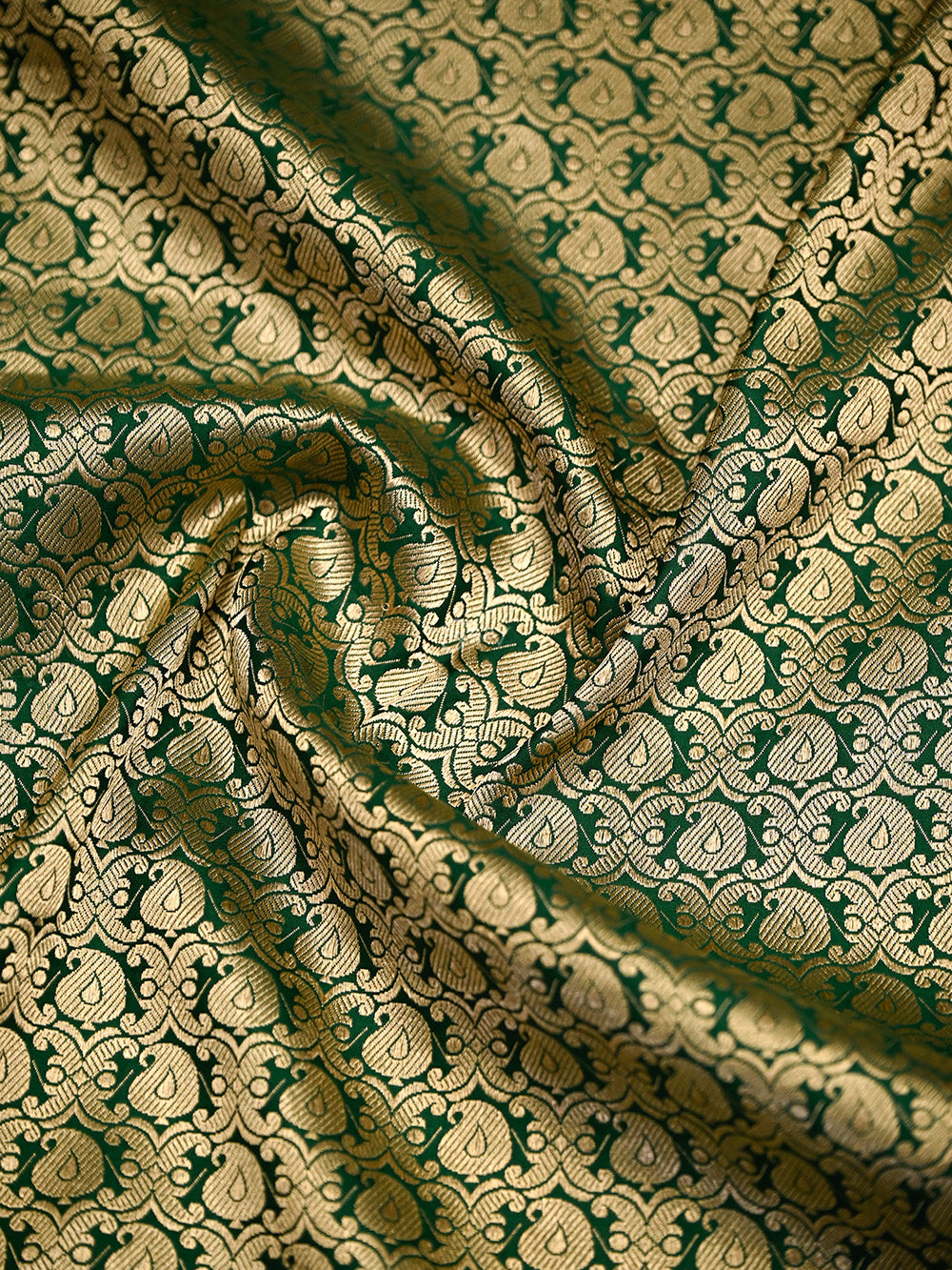 Bottle Green Silk Brocade Handloom Banarasi Saree - Sacred Weaves