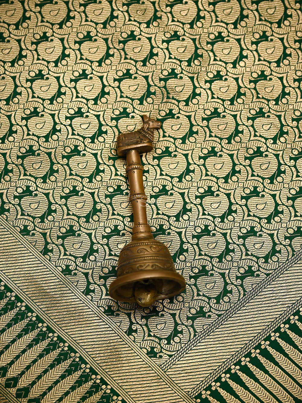 Bottle Green Silk Brocade Handloom Banarasi Saree - Sacred Weaves