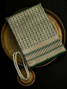 Bottle Green Silk Brocade Handloom Banarasi Saree - Sacred Weaves