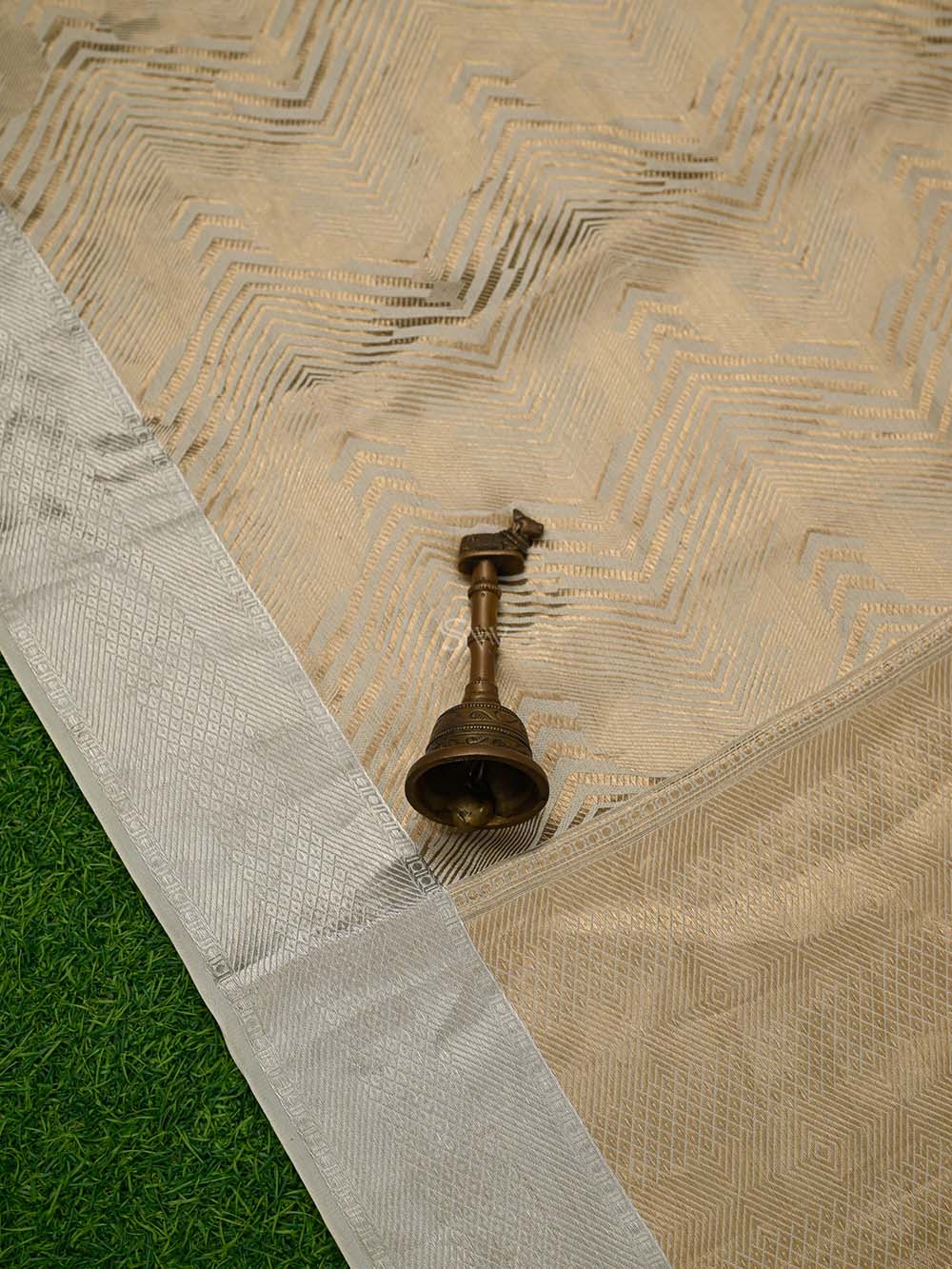 Beige Gold Tissue Brocade Handloom Banarasi Saree - Sacred Weaves